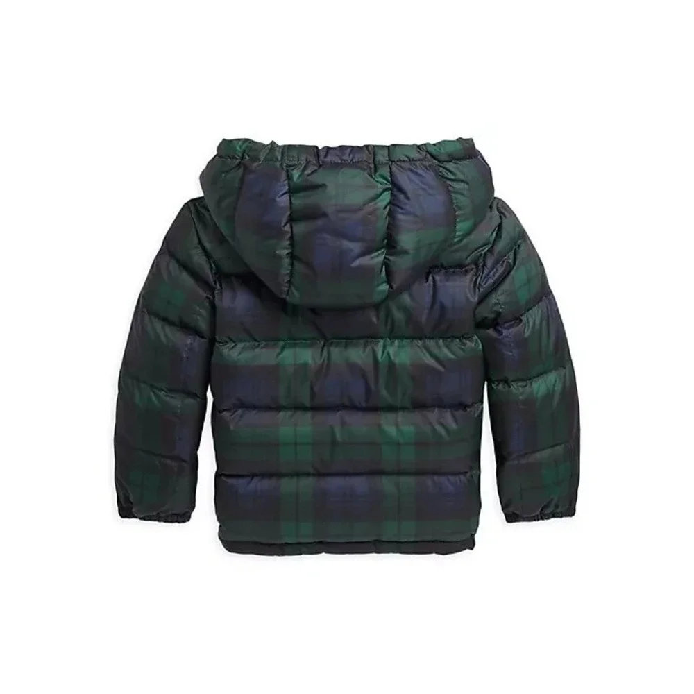 Polo Ralph Lauren Baby Boys Polo Bear Plaid Down Hooded Jacket Size 9 Months 9‎